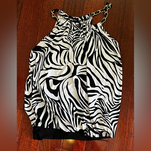 Stylish Zebra Print Tank Top with Chain Straps - Picture 1 of 3